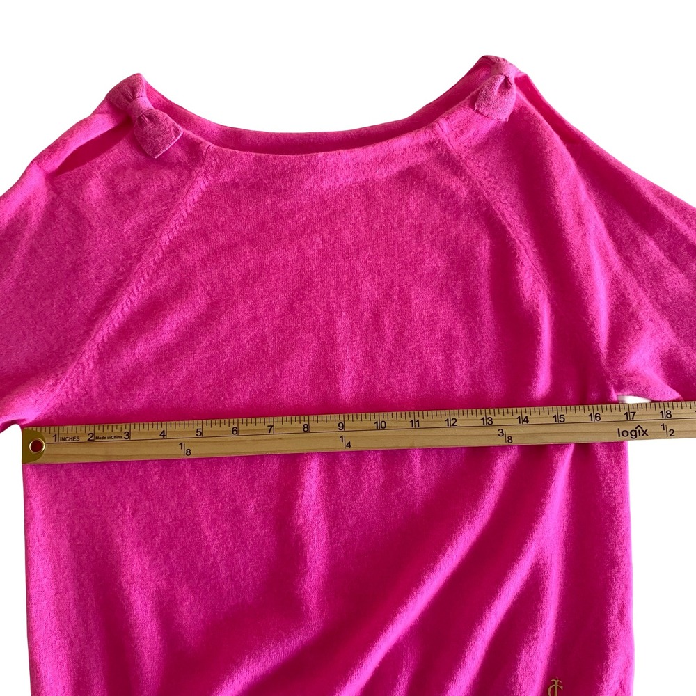 Juicy Couture Cashmere Sweater Pink Bow Glitter Women's Small Y2K Style - Picture 10 of 11